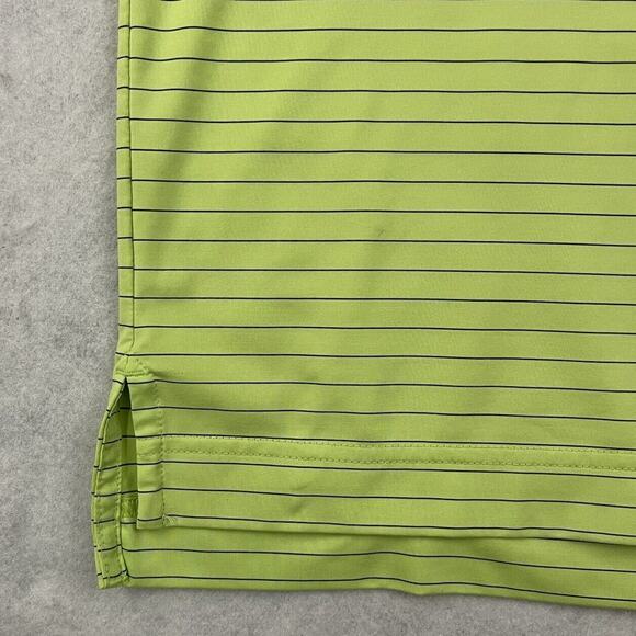 Footjoy PGA Golf Polo Shirt Mens Medium Lime Green Striped Embroidered Crest - Picture 10 of 16